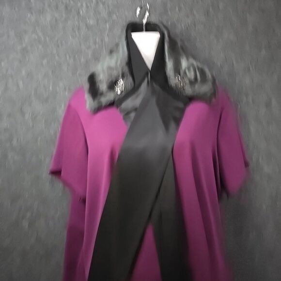 Henri Bendel Faux Fur & Silk Collar Scarf Black Bedazzled - Picture 3 of 5